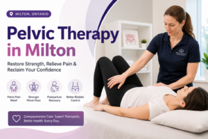 Pelvic therapy session in Milton with a physiotherapist treating a patient for pelvic floor rehabilitation.